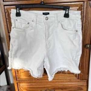 J. Crew White Jean Shorts with Distressed Hem